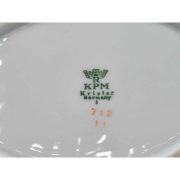 Vintage KPM Krister Germany 12 3/4" Oval Serving Platter. Gold Rose Design - Picture 2 of 7